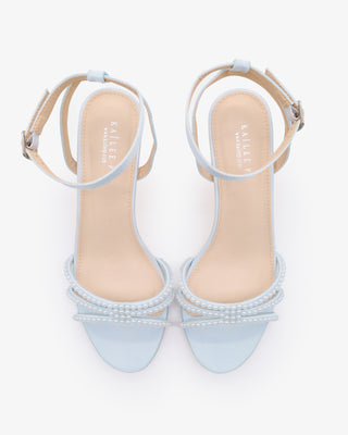 Strappy Satin Kitten Heel Sandals with Mini PearlsWomen Shoes