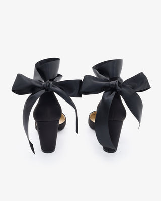 Satin Block Heel with Wrapped Ankle TieWomen Shoes
