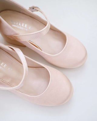 Girls Satin Mary Jane Block Heel with Back Satin BowKids Shoes