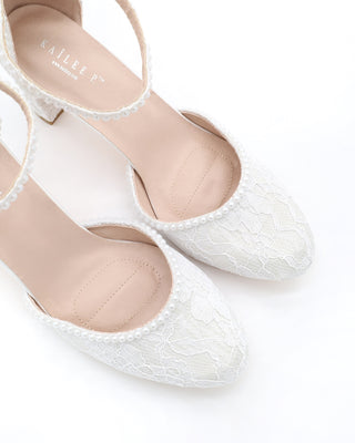 Lace Block Heel with Mini PearlsWomen Shoes