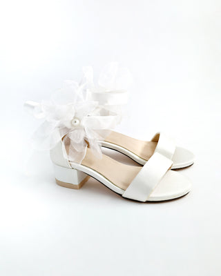 Satin Girls Block Heel Sandals with Ophelia FlowersKids Shoes