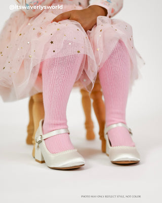 Girls Satin Mary Jane Block Heel with Mini PearlsKids Shoes