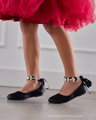 Satin Ballet Flats with Navette Cluster RhinestonesKids Shoes