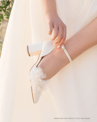 Satin Block Heels Wedding Shoes with Ophelia FlowersWomen Shoes