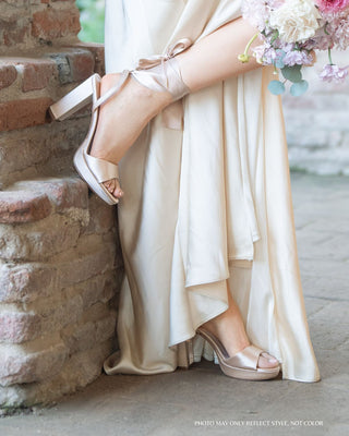 Satin Platform Block Heel Sandals with Wrapped Ribbon TieWomen Shoes