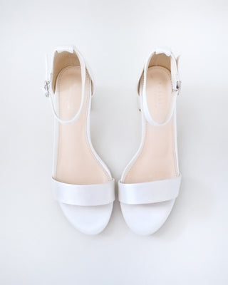 Satin Block Heel Sandals with Ankle StrapWomen Shoes
