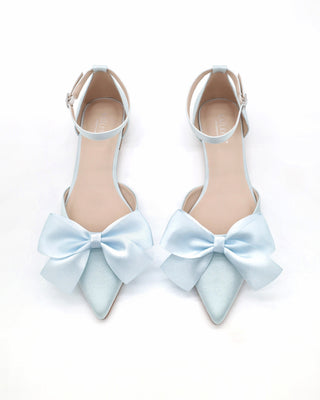 Satin Pointy Toe flats with Front Satin BowWomen Shoes