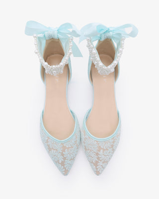 Crochet Lace Pointy Toe with Perla Ankle StrapWomen Shoes