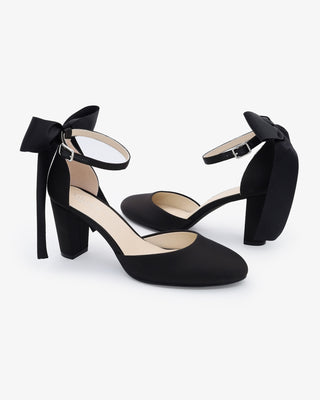 Satin Block Heel with Satin Back BowWomen Shoes