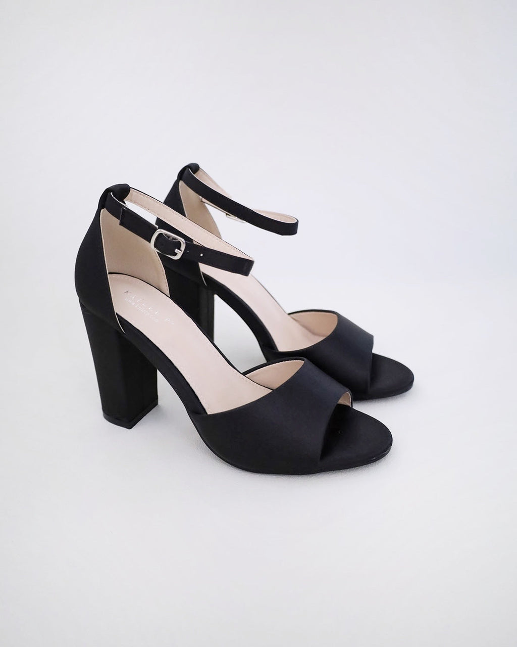 Black Satin Heeled Sandals main image 1