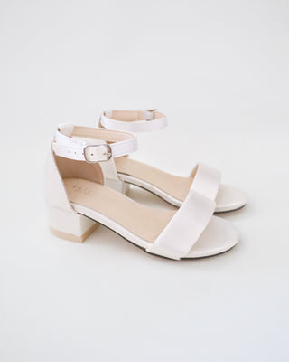 Satin Girls Block Heel Sandals with Ankle StrapKids Shoes