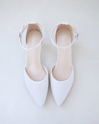Satin Pointy Toe Kitten Low Heel Wedding ShoesWomen Shoes