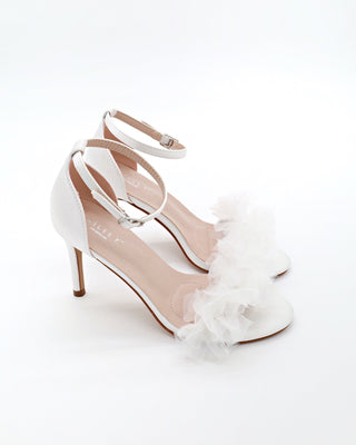 Satin High Heel Wedding Sandals with Ophelia Ruffles OrganzaWomen Shoes