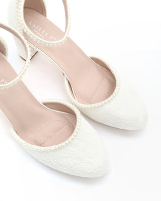 Lace Block Heel with Mini PearlsWomen Shoes