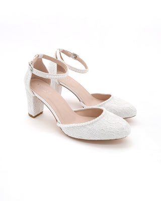 Lace Block Heel with Mini PearlsWomen Shoes