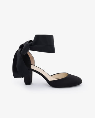 Satin Block Heel with Wrapped Ankle TieWomen Shoes