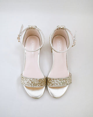 Rock Glitter Low Block Heel Girls SandalsKids Shoes