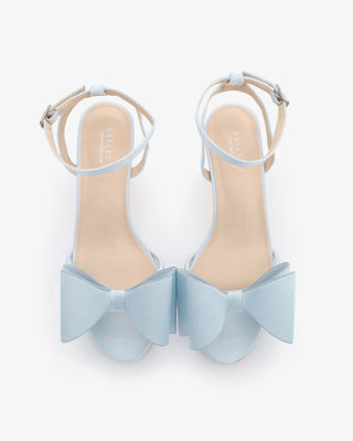 Satin Strappy Kitten Heel Sandals with Front Tuxie BowWomen Shoes