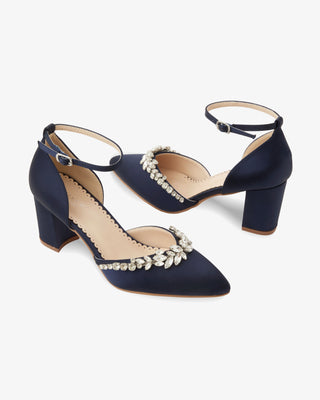 Marquise Rhinestone Block Heel Evening ShoesWomen Shoes