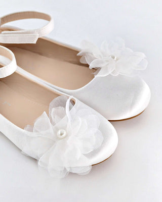 Girls Satin Ballet Flats with Ophelia FlowersKids Shoes
