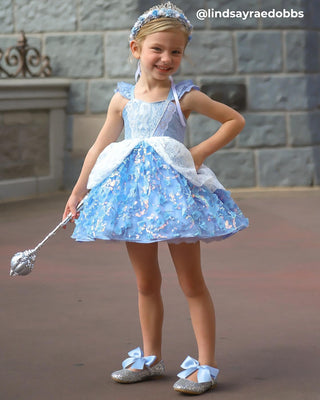 Silver Rock Glitter Mary Jane with Dusty Blue Satin BowKids Shoes