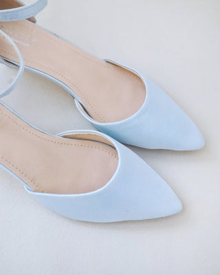 Satin Pointy Toe Kitten Low Heel Wedding ShoesWomen Shoes