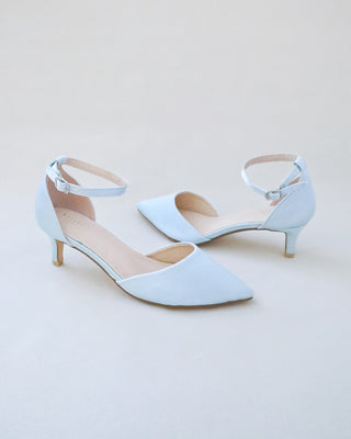 Satin Pointy Toe Kitten Low Heel Wedding ShoesWomen Shoes