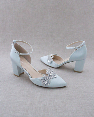 Block Heel with Rhinestones Detail for WeddingWomen Shoes