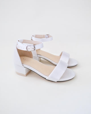 Satin Girls Block Heel Sandals with Ankle StrapKids Shoes