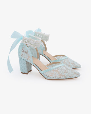 Lace Block Heel For Weddings with Perla Ankle StrapWomen Shoes