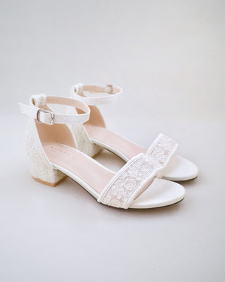 Crochet Lace Low Block Heel Girls SandalsKids Shoes