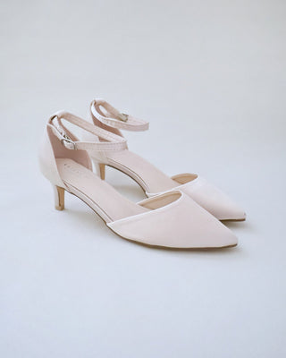 Satin Pointy Toe Kitten Low Heel Wedding ShoesWomen Shoes