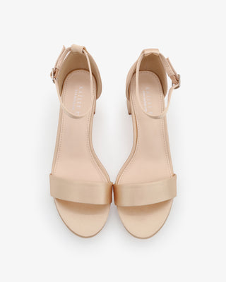 Satin Block Heel Sandals with Ankle StrapWomen Shoes