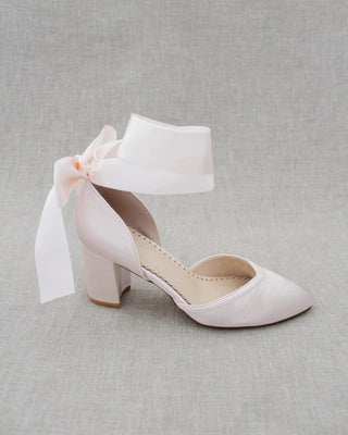 Ankle Wrap Tie Evening Block HeelsWomen Shoes