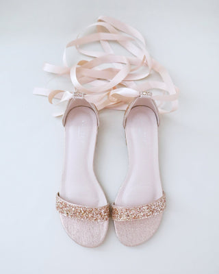 Rock Glitter Low Block Heel Ballerina Evening SandalsWomen Shoes
