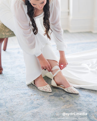 Crochet Lace Pointy Toe with Ballerina Lace UpWomen Shoes