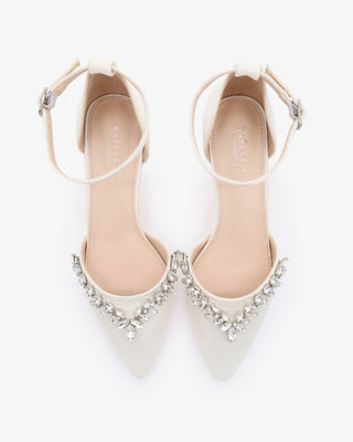 Satin Pointy Toe Kitten Low Heel with Starlet Rhinestones EmbellishmentsWomen Shoes