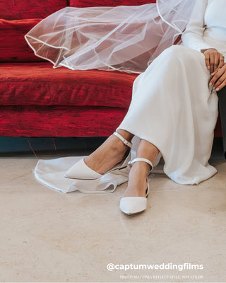 Satin Pointy Toe Flats with Ankle StrapWomen Shoes