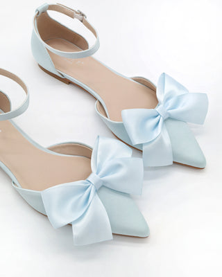 Satin Pointy Toe flats with Front Satin BowWomen Shoes