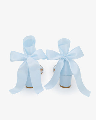 Satin Block Heel Sandal with Wrapped Ribbon TieWomen Shoes