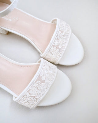 Crochet Lace Low Block Heel Girls SandalsKids Shoes