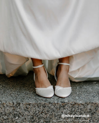 Block Heel with Mini Pearls Bridal ShoesWomen Shoes