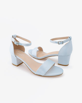 Satin Block Heel Sandals with Ankle StrapWomen Shoes