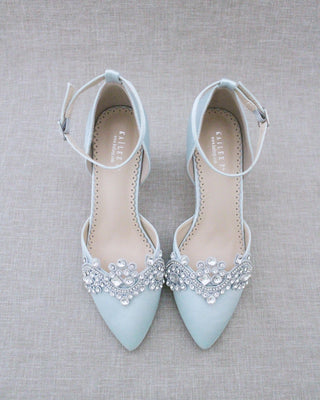 Block Heel with Rhinestones Detail for WeddingWomen Shoes