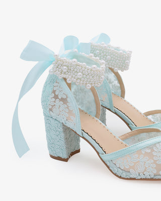 Lace Block Heel For Weddings with Perla Ankle StrapWomen Shoes