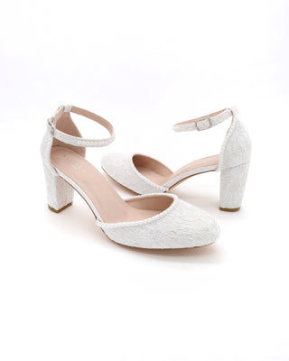 Lace Block Heel with Mini PearlsWomen Shoes