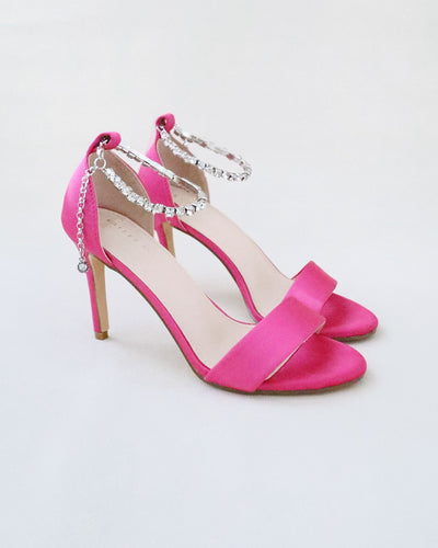 fuchsia wedding high heel sandals with rhinestones