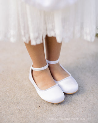 Girls Satin Flats with Mini PearlsKids Shoes