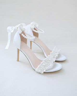 Satin High Heel Wedding Sandals with Perla AppliqueWomen Shoes