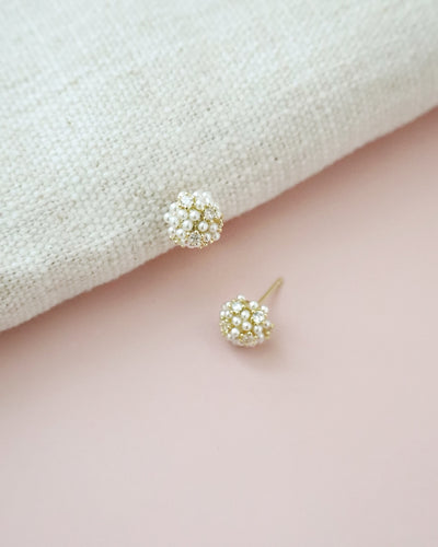 pearl cluster stud gold earring